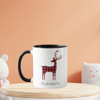 Taza Feliz Navidad Reindeer Regalo Regalo Café Negro