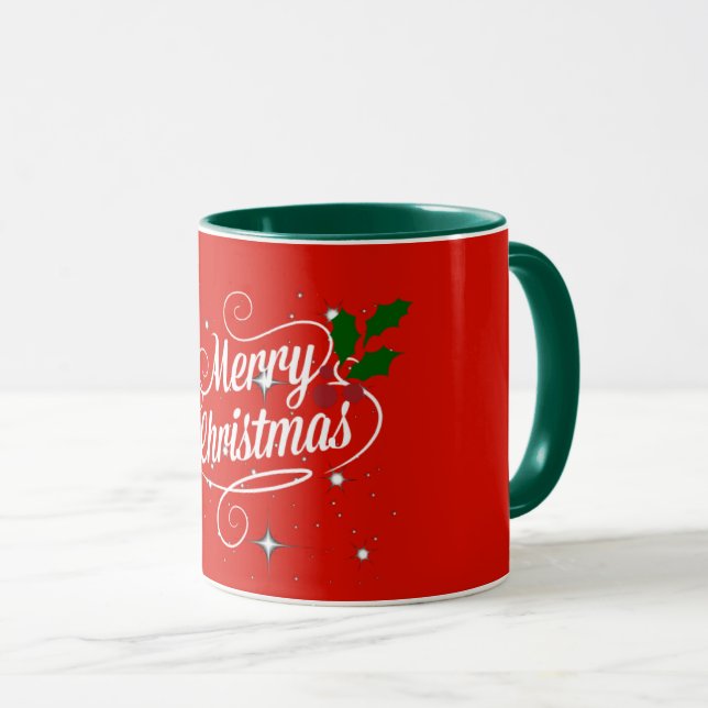Taza Feliz Navidad Rojo y Verde, (Anverso derecho)