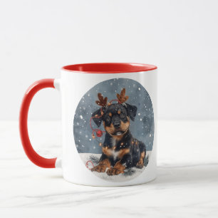 Taza Feliz Navidad Rottweiler Perro Reno