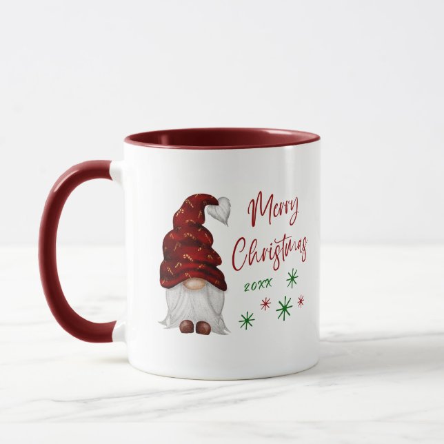 Taza Feliz Navidad Rústica Festividad de Gnome (Izquierda)
