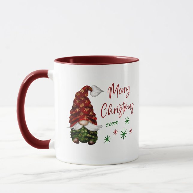 Taza Feliz Navidad Rústico País Gnome Fun Holiday (Izquierda)