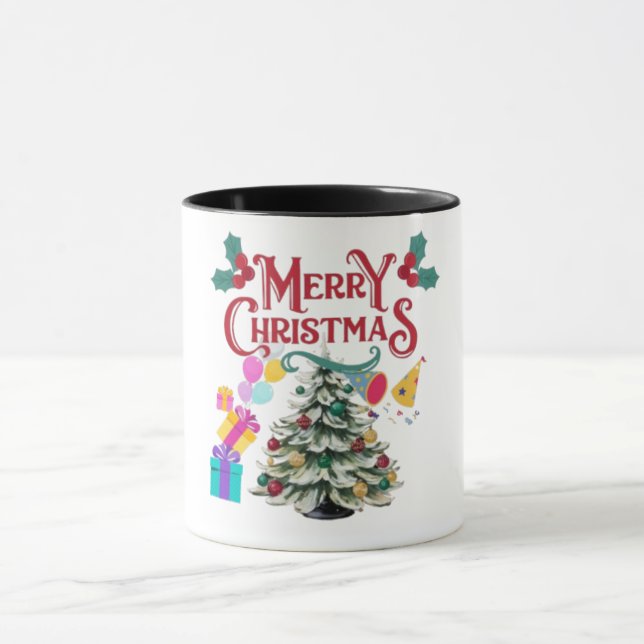 Taza Feliz Navidad un árbol y un regalo (Centro)
