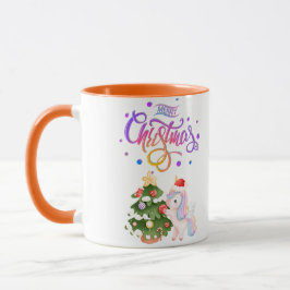 Taza Feliz Navidad unicornio colorido Mug