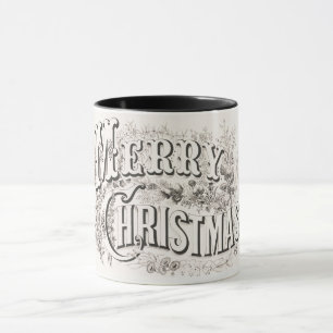 Taza Feliz Navidad, Vintage Currier & Ives (reprod)