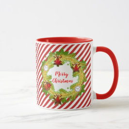 Taza Feliz Navidad Wreath Red Strips