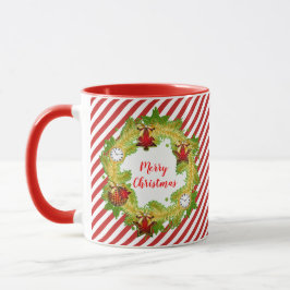 Taza Feliz Navidad Wreath Red Strips