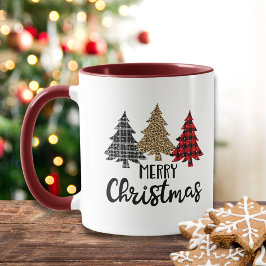 Taza Feliz Navidad y arboles navideños