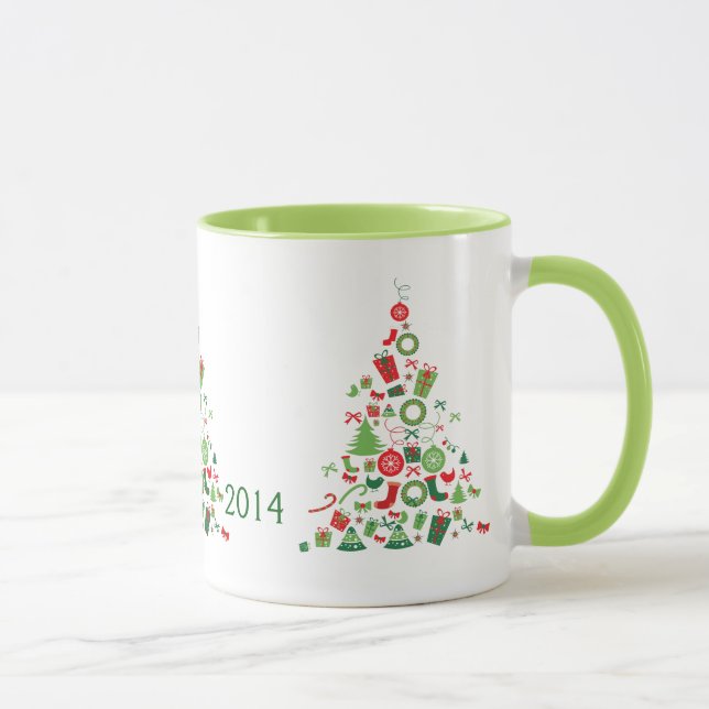 Taza Feliz Navidad y colorido árbol de Navidad (Derecha)