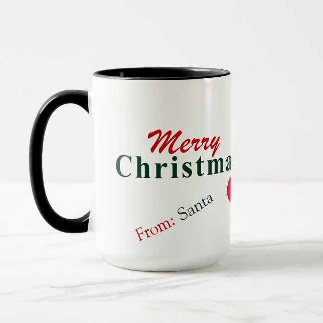 Taza Feliz Navidad y Navidades colgantes de ornamentos (Izquierda)