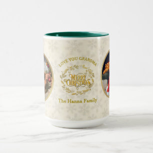 Taza Feliz Navidad y te quiero abuela   Dos fotos 
