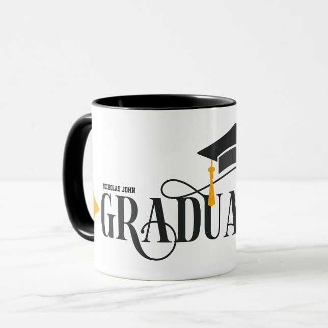 Taza feliz nombre de personalización de graduación Mug (Anverso izquierdo)