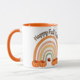 Taza Feliz otoño: Calabaza y hojas acogedoras