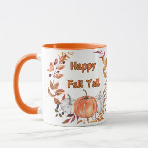 Taza Feliz otoño: Calabaza y hojas acogedoras