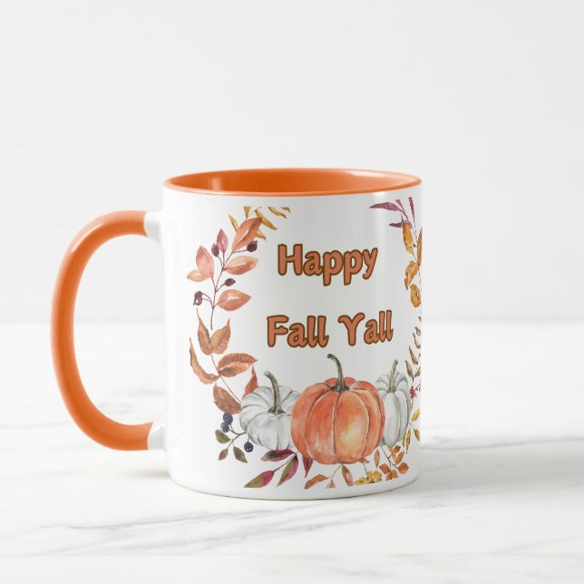 Taza Feliz otoño: Calabaza y hojas acogedoras (Izquierda)
