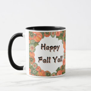 Taza Feliz otoño: Calabaza y hojas acogedoras