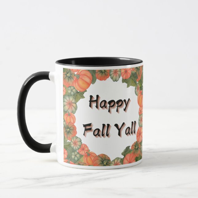 Taza Feliz otoño: Calabaza y hojas acogedoras (Izquierda)