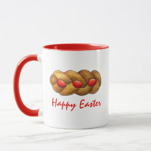 Taza Feliz pan navideño griego de Tsoureki en Pascua