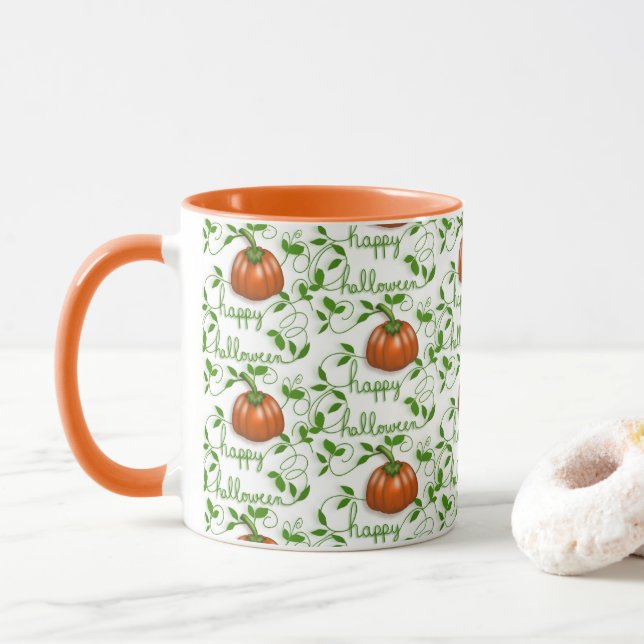 Taza Feliz Parche de Calabaza de Halloween (Con donut)