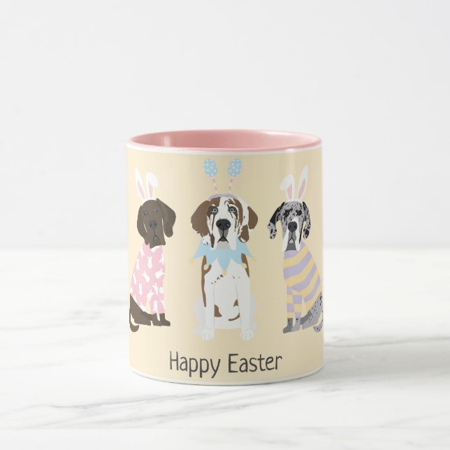 Taza Feliz Pascua, grandes perros daneses (Centro)