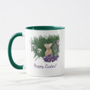 Taza Feliz Pascua   Violetas moradas conejanas