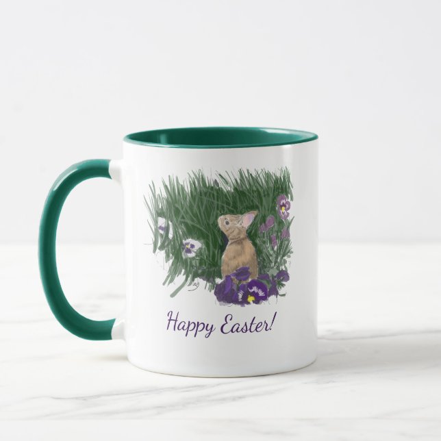 Taza Feliz Pascua | Violetas moradas conejanas (Izquierda)