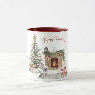 Taza Feliz Pawlidays Diseño de Perro - Bichon Frise