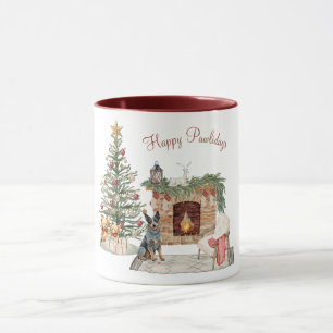 Taza Feliz Pawlidays Diseño de Perro- Perro Ganadero Au