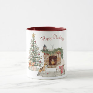 Taza Feliz Pawlidays Navidad Perro - Corgi