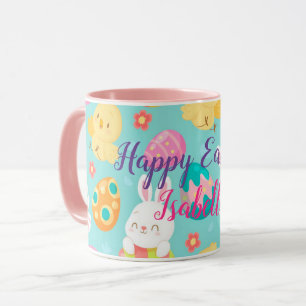 Taza Feliz Personalizar Conejo De Pascua Y Pollo
