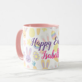 Taza Feliz Personalizar Conejo Púrpura de Pascua