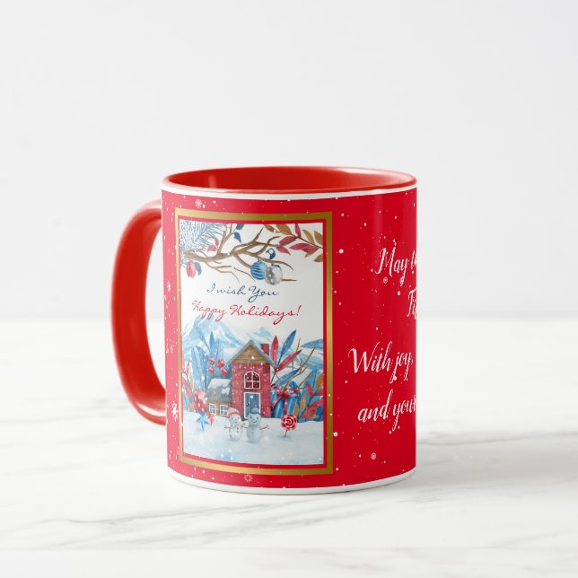 Taza Feliz Personalizar de Snowman (Anverso izquierdo)