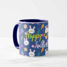Taza Feliz Personalizar Easter White Love Rabbit