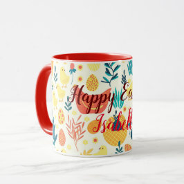 Taza Feliz Personalizar Pascua Cute Pollo Vintage