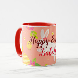 Taza Feliz Personalizar, Pollo De Pascua Y Conejo