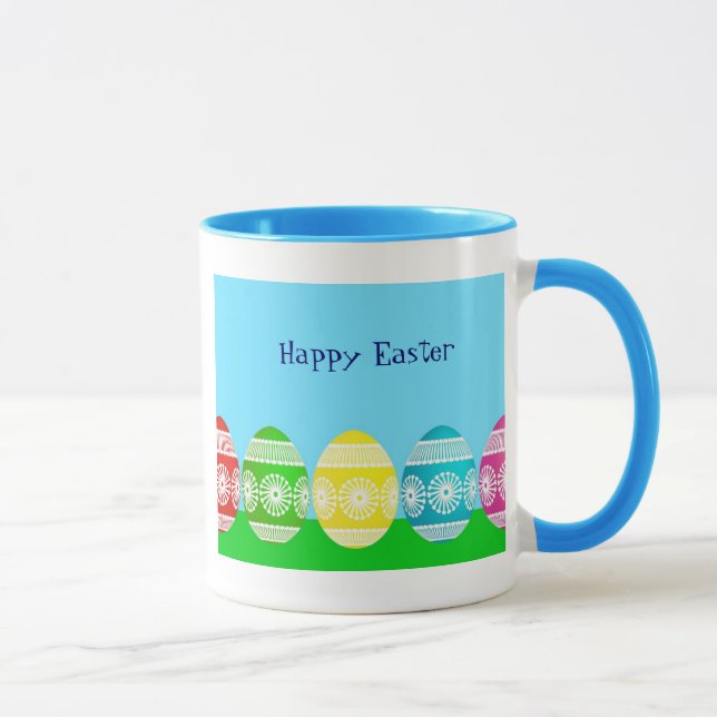 Taza Feliz polvo azul de Pascua diseño de huevo lindo (Derecha)