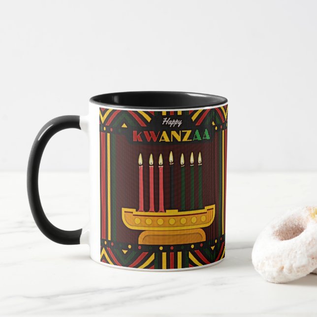 Taza Feliz PopArt de Kwanzaa (Con donut)