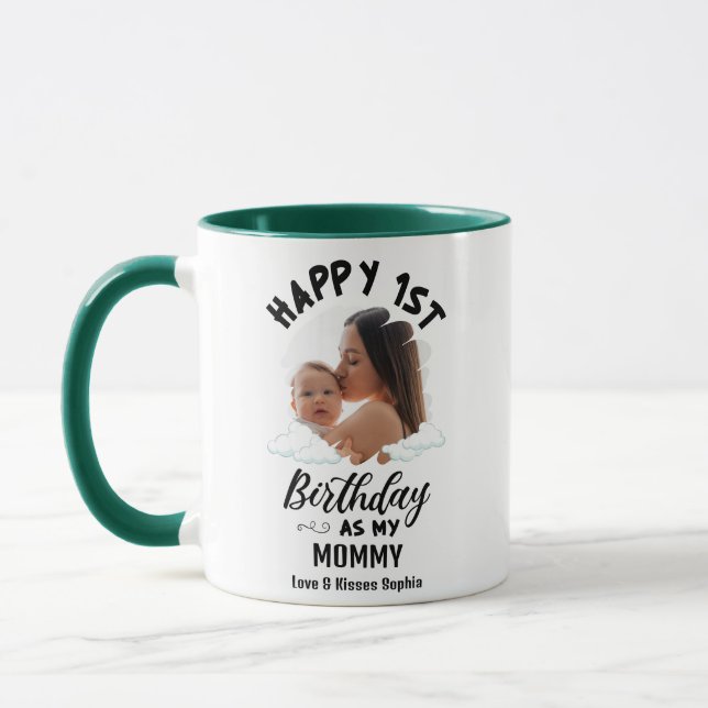 Taza Feliz primer cumpleaños como foto de mi mamá Perso (Izquierda)