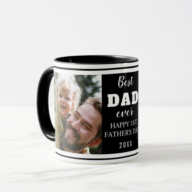 Taza Feliz primer día de padre, mejor papá que nunca, 2 (Anverso izquierdo)