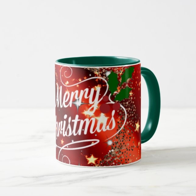 Taza Feliz purpurina navideño y brillo (Anverso derecho)