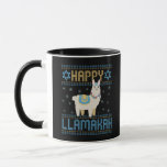 Taza Feliz regalo de Hamakah Funny Jewish Hanukkah Lama<br><div class="desc">chanukah,  lamakah,  hanukkah,  dreidel,  jewish,  feo,  suéter,  llama,  navidades,  punto</div>