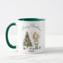 Taza Feliz regalo personalizado de hadas navideñas y ár