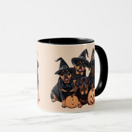 Taza Feliz Rottweiler de Halloween perros Jack O Lanter