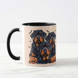 Taza Feliz Rottweiler de Halloween perros Jack O Lanter