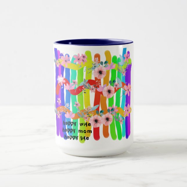 Taza Feliz vida feliz a mamá (Centro)