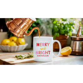 Taza Feliz y brillante Gingham personalizado Rojo y Ros