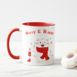 Taza Feliz y dulce gato | Mug de Navidades cutáneos