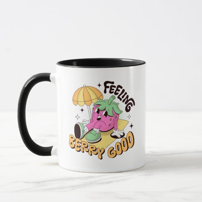Taza Felling Berry Buena Positividad Diseño Retro Mug (Izquierda)