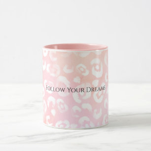 Taza Femenino Rosa Blush Blanco Leopardo Animal