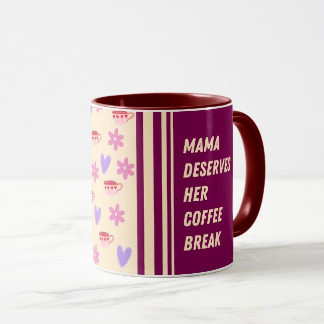 Taza Feminine Stripes Mama Coffee Break Art (Anverso derecho)