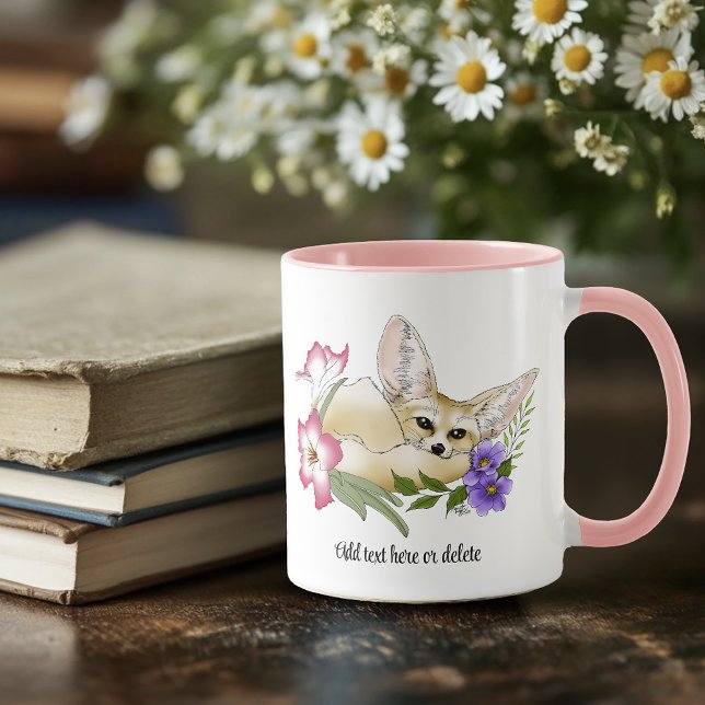 Taza Fennec Fox Flowers Cute (Subido por el creador)